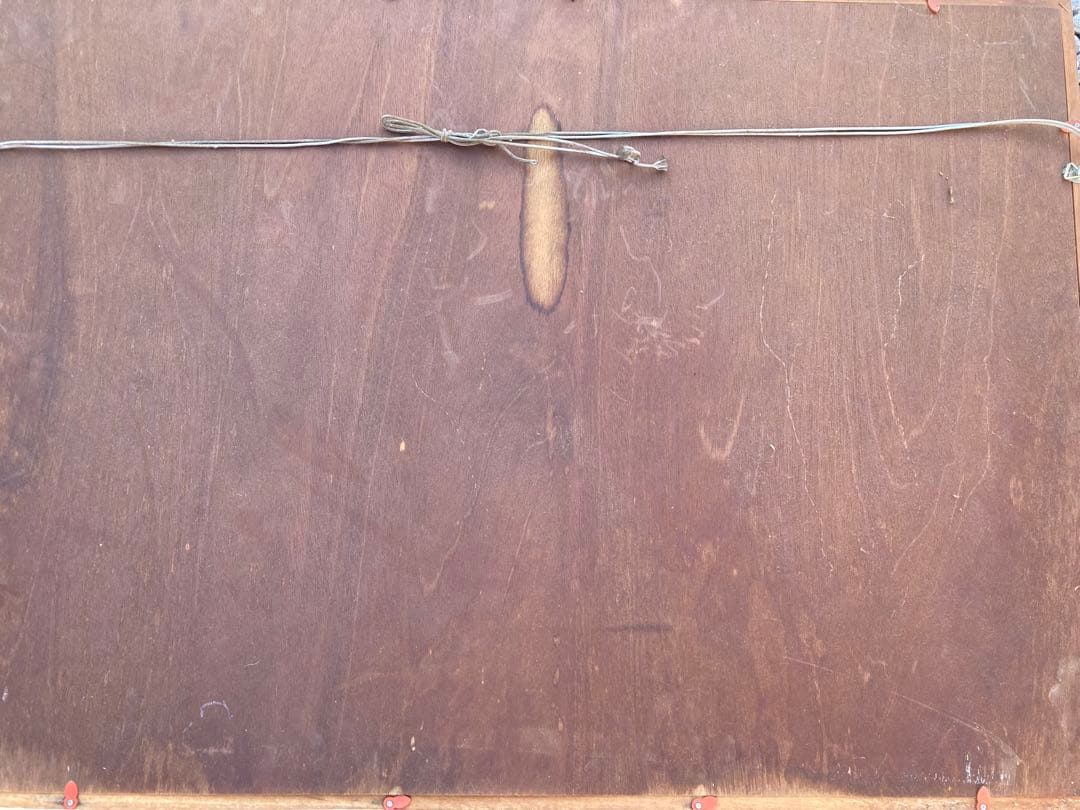 油彩画 山と川の風景 大きめ