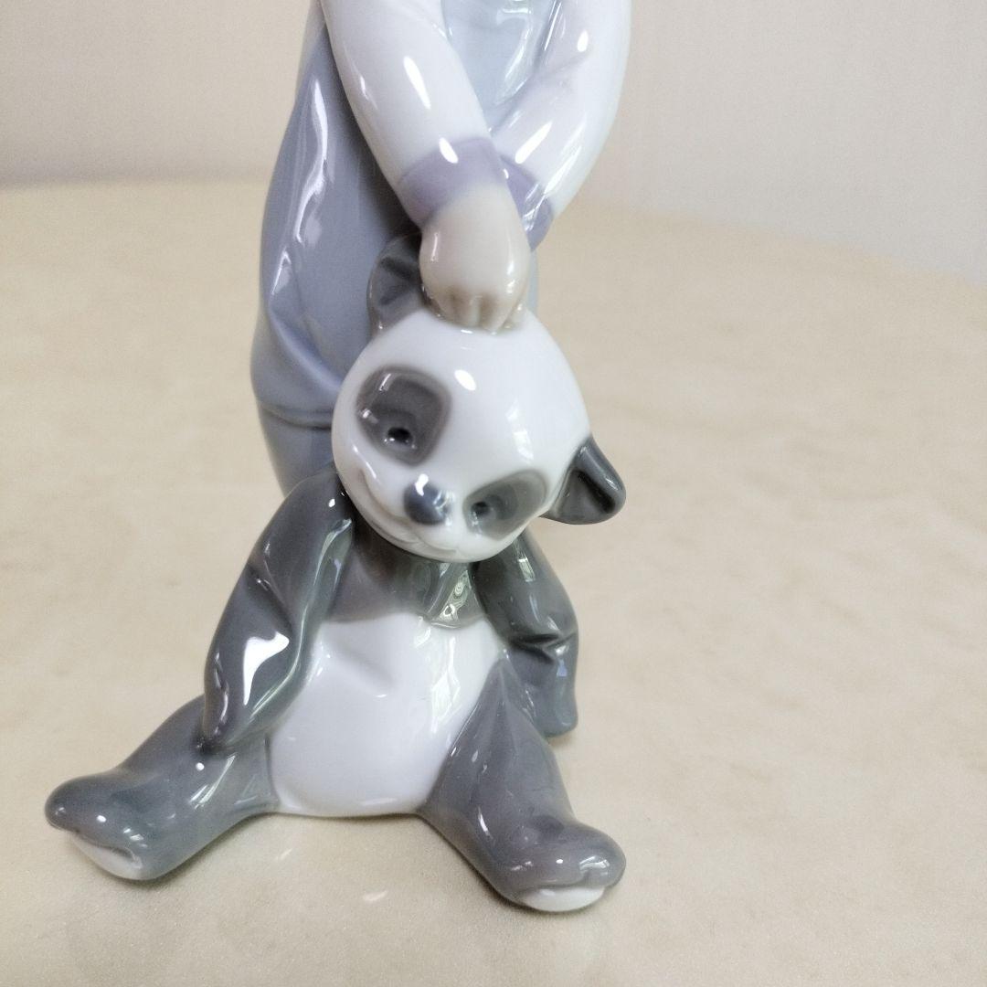 L LADRO リアドロ 子供とパンダの陶器フィギュア 約15cm