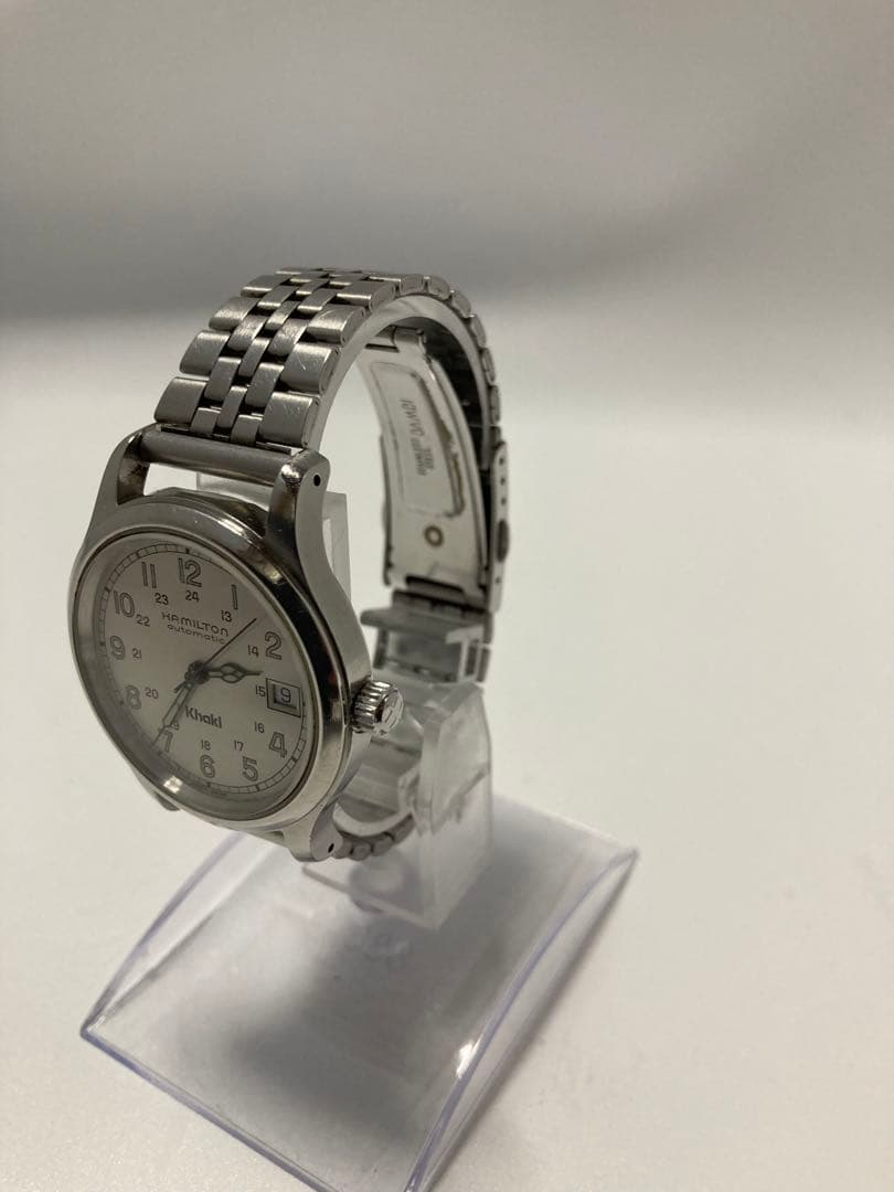 稼働済ハミルトンカーキ 9721B 自動巻きシルバ文字盤メンズ腕時計腕周16cm