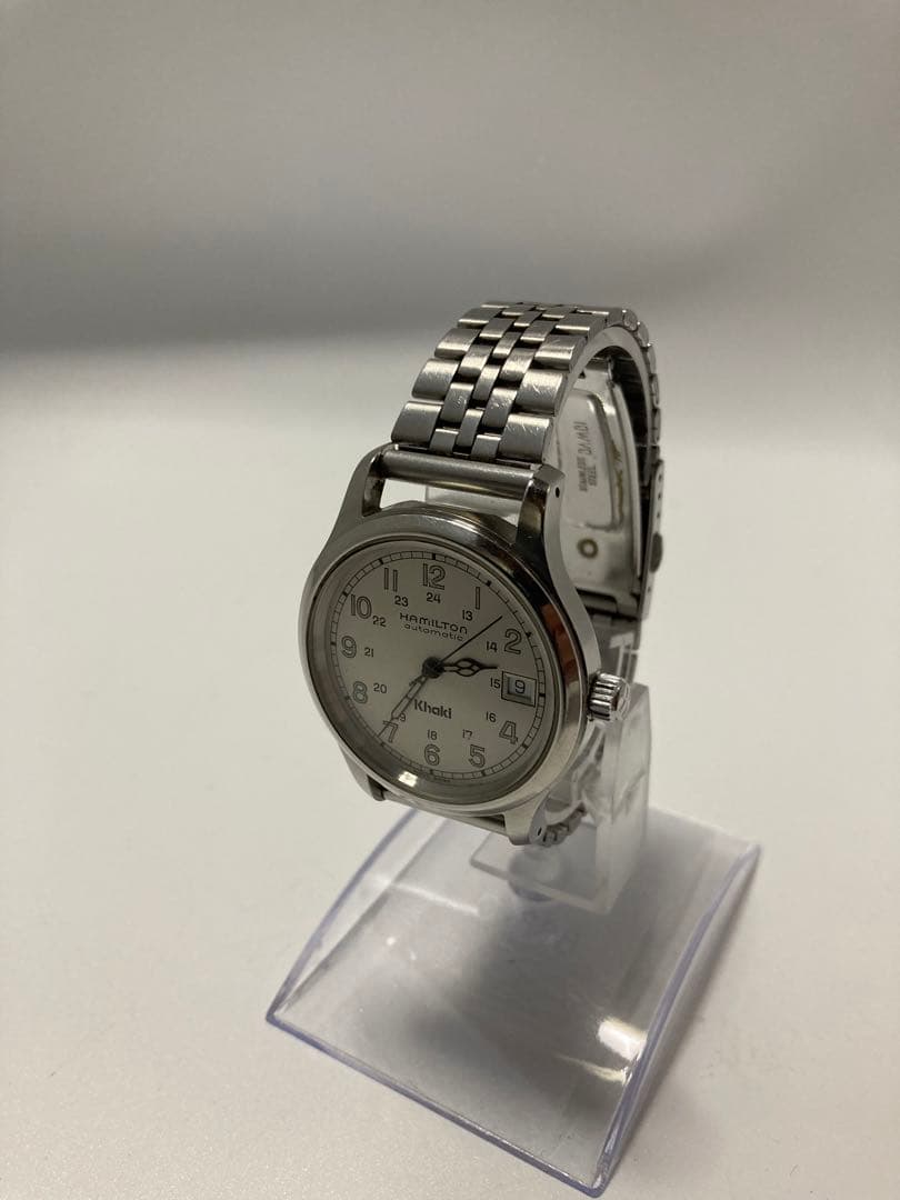 稼働済ハミルトンカーキ 9721B 自動巻きシルバ文字盤メンズ腕時計腕周16cm