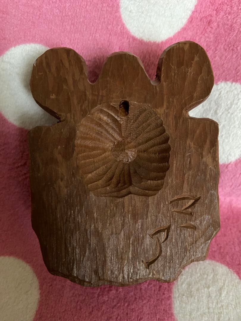 木製　木彫り熊顔マスク　彫刻
