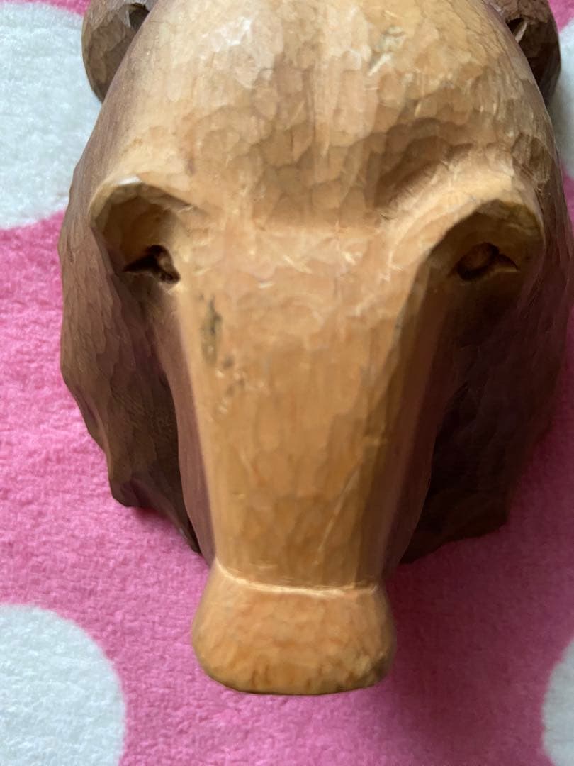 木製　木彫り熊顔マスク　彫刻