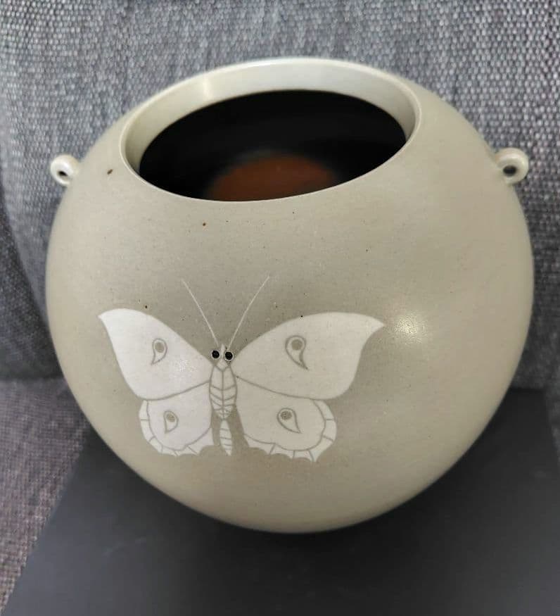 今井政之　象嵌彩春装双耳花壶