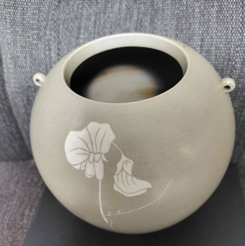 今井政之　象嵌彩春装双耳花壶