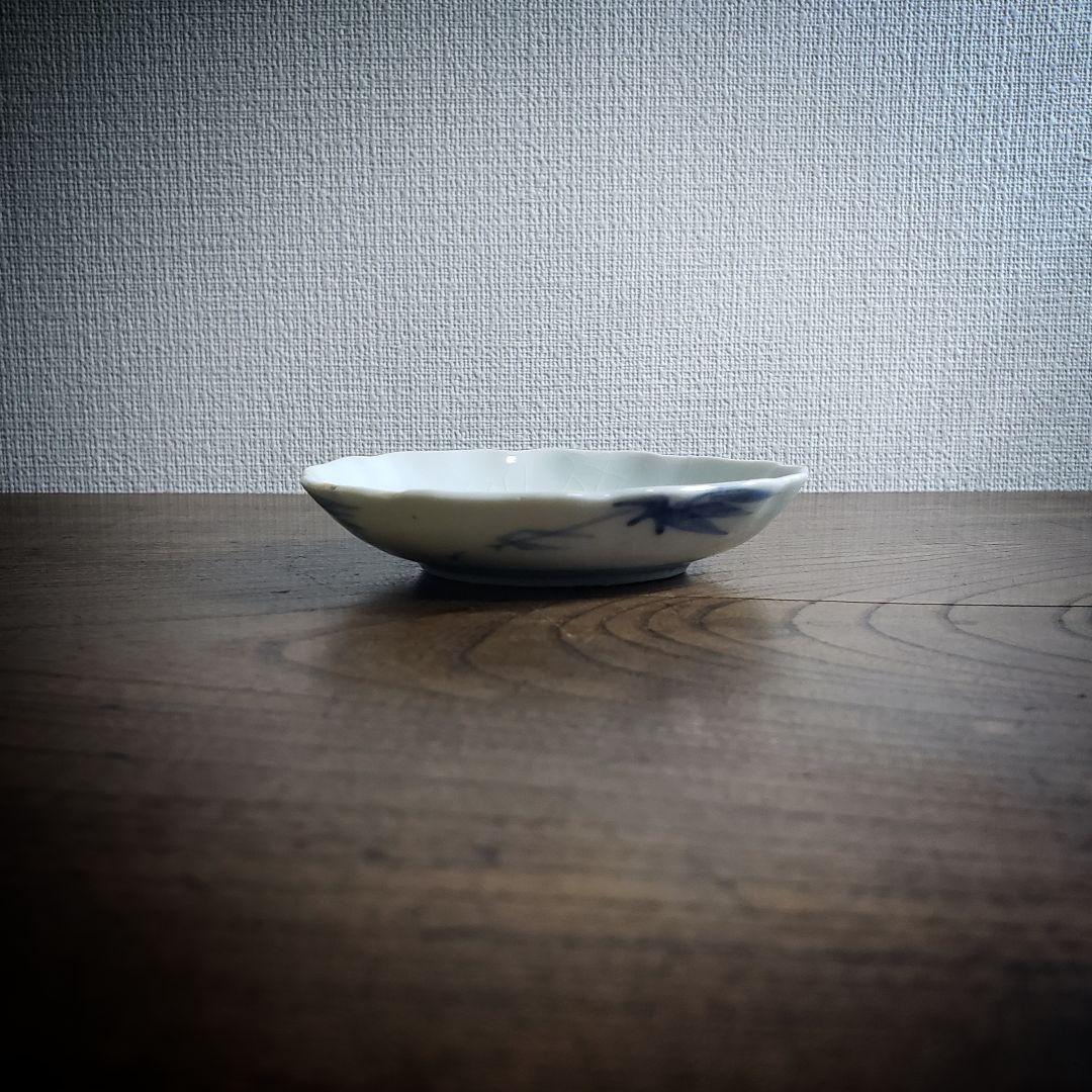 古伊万里　小皿　染付　鳥　若松　川　草原　江戸　アマテ