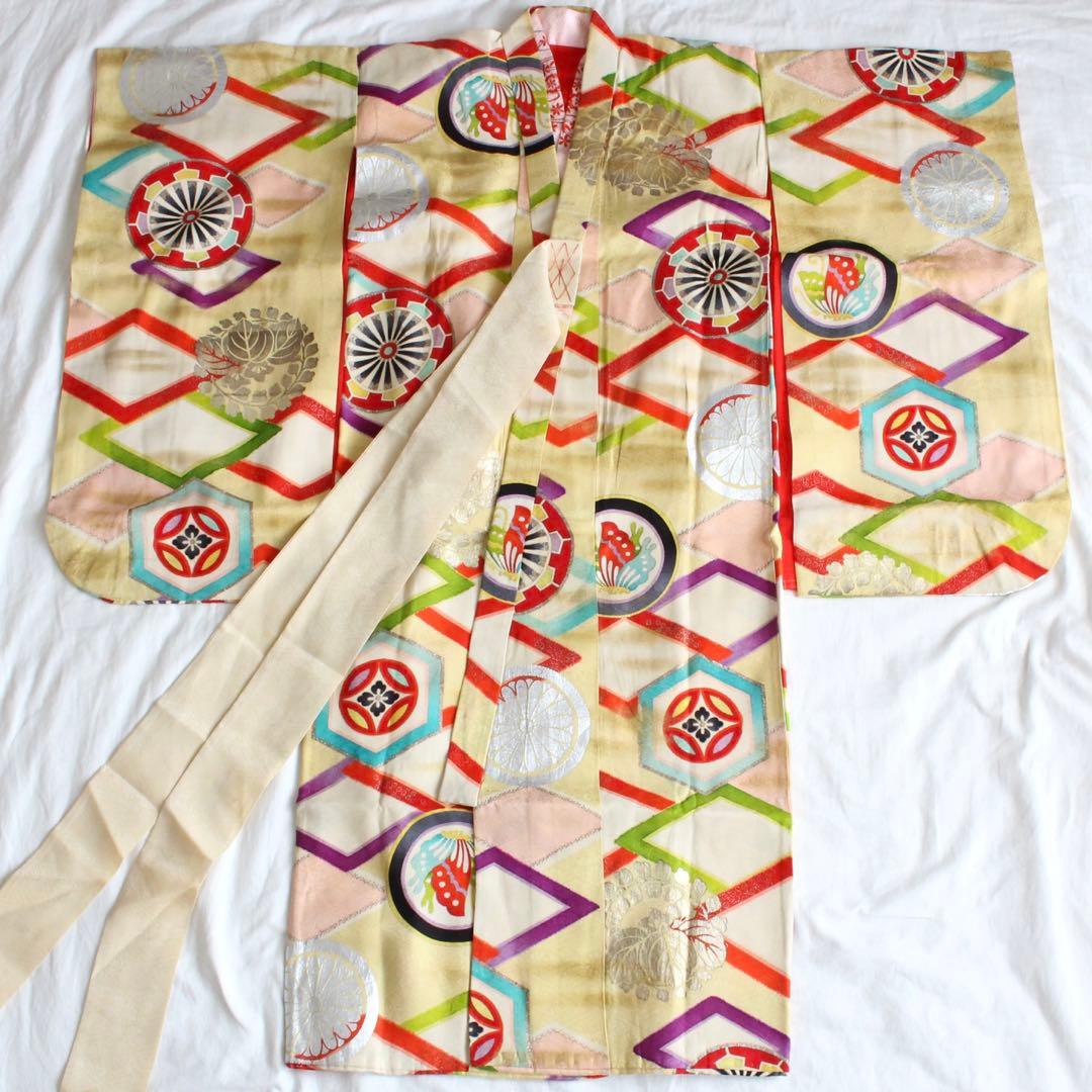 七五三 7歳 女の子 子供 アンティーク 着物 つくり帯 セット