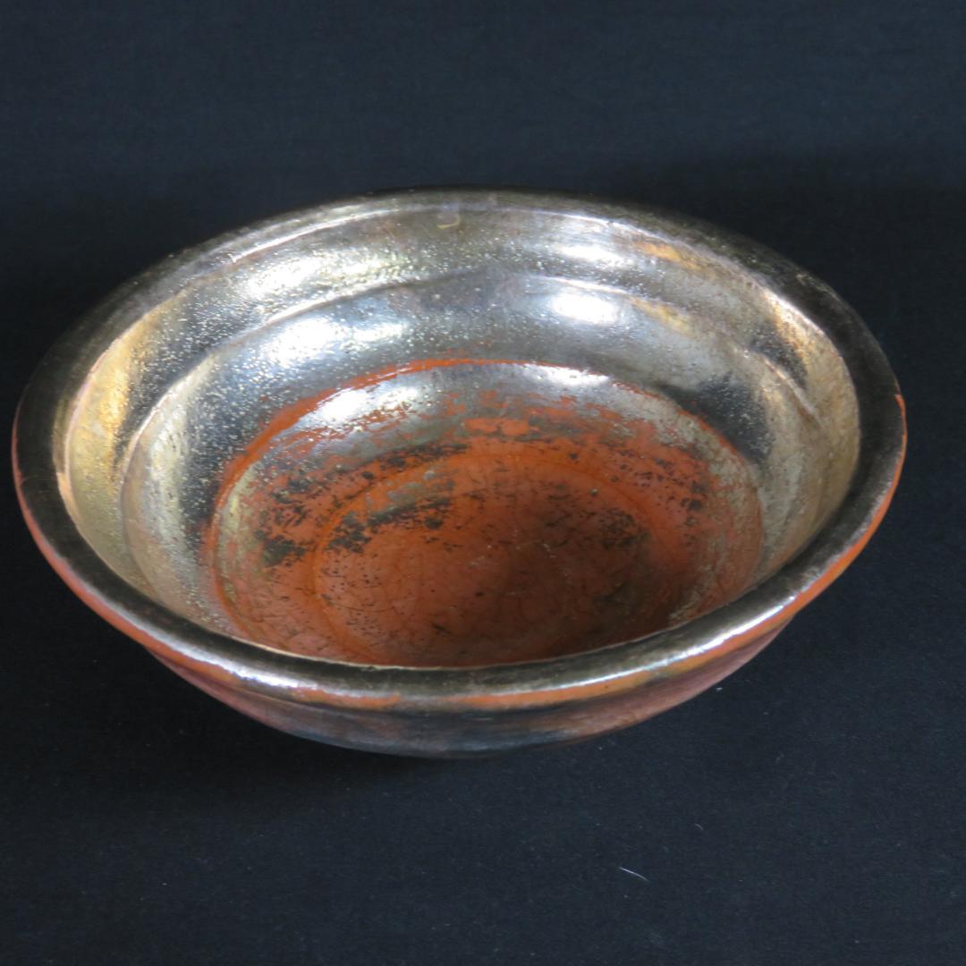 嶋台茶碗 金銀 松楽 楽茶碗 茶碗 茶道具 茶器 抹茶碗 木箱 共箱