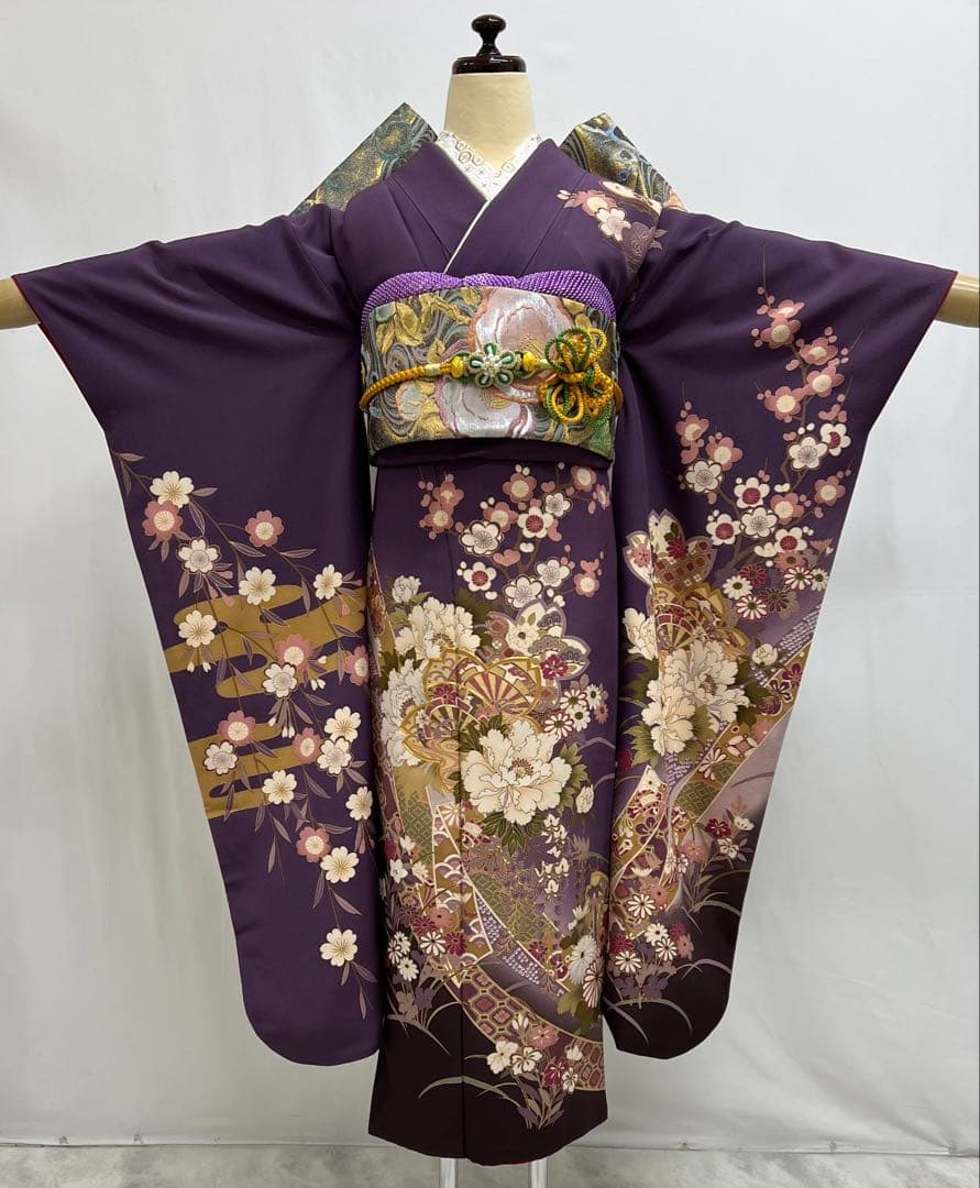 振り袖　フルセット　長襦袢付　金彩加工　刺繍入り　ガード加工　成人式　614