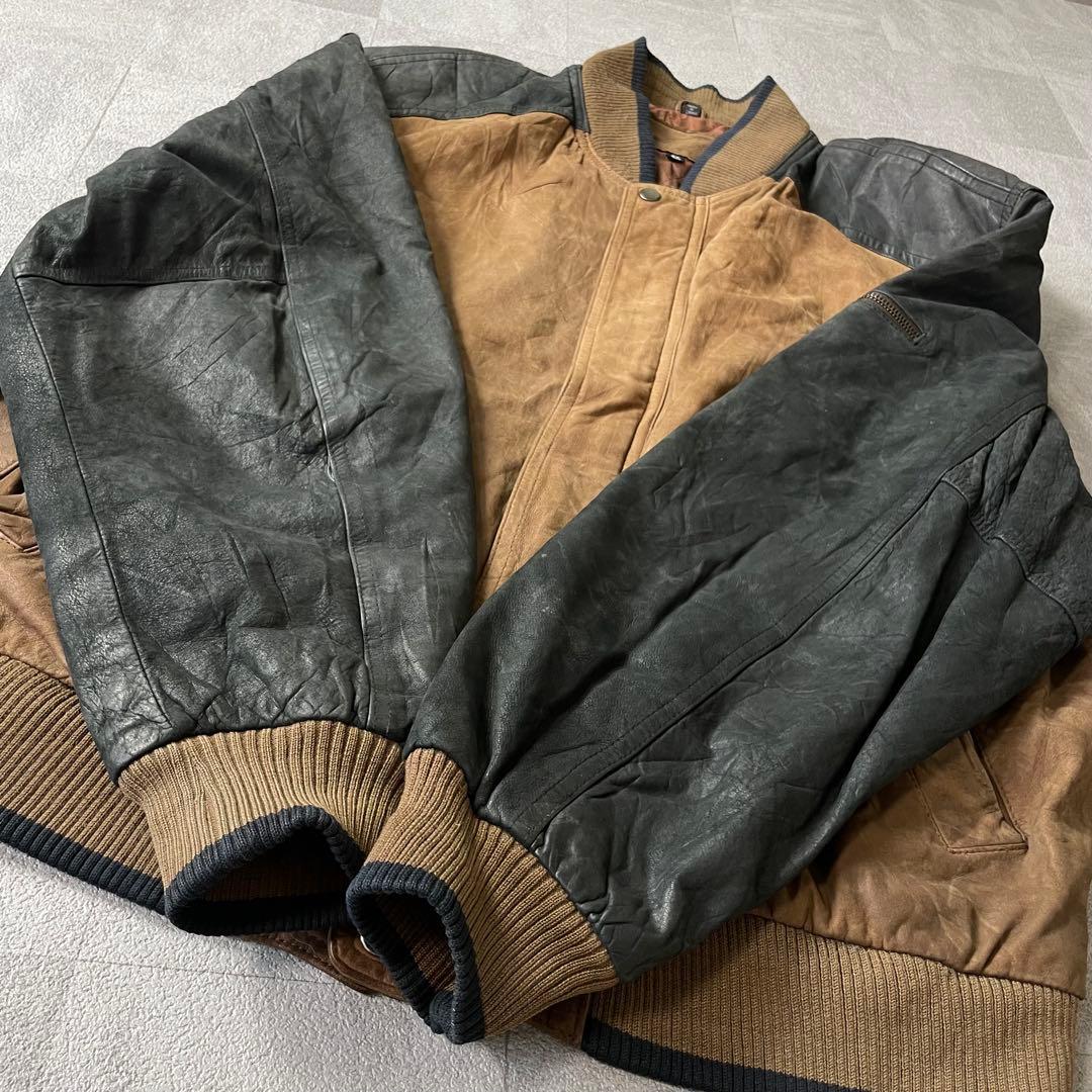 ジャケット・アウター Leather bomber jacket black brown 2X