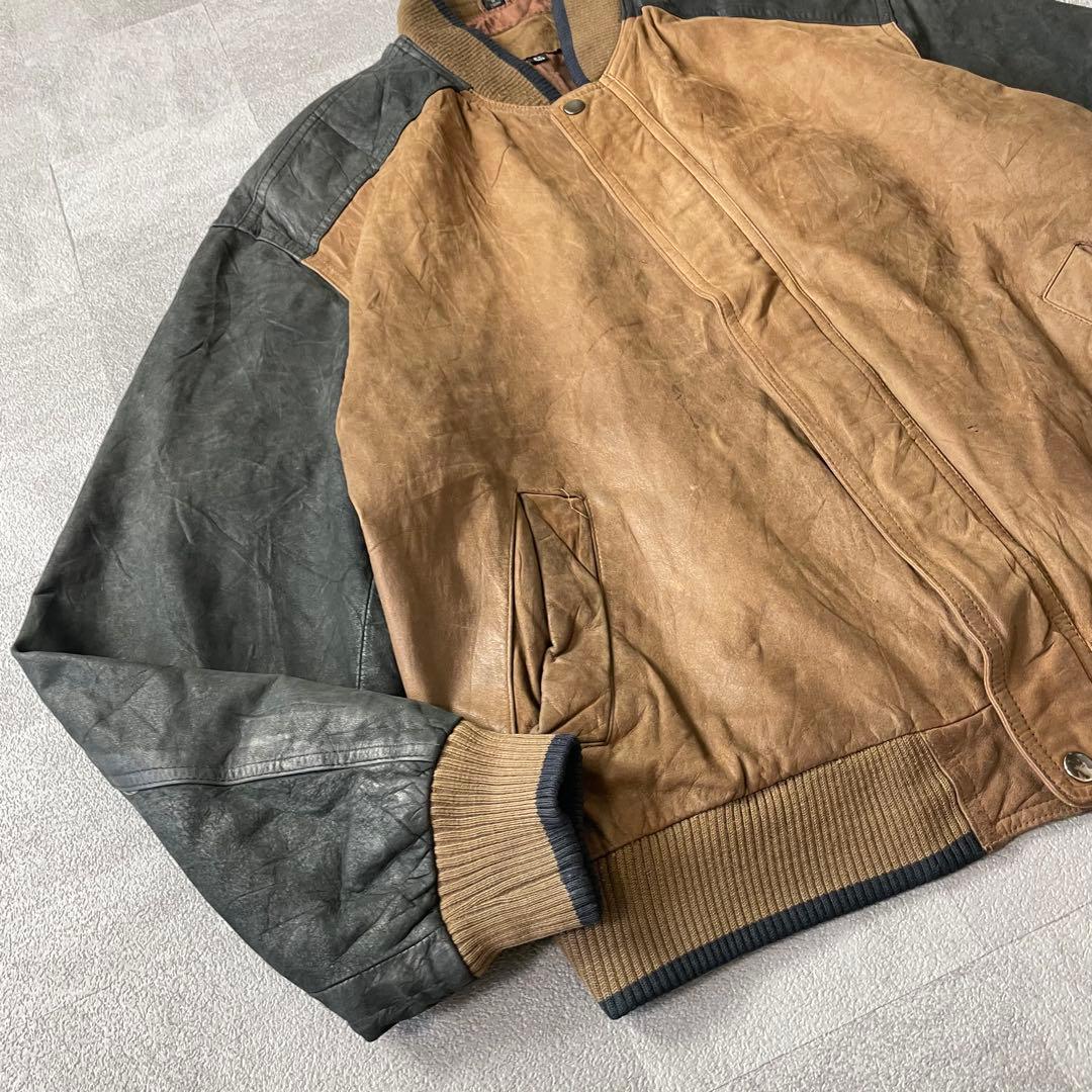 ジャケット・アウター Leather bomber jacket black brown 2X