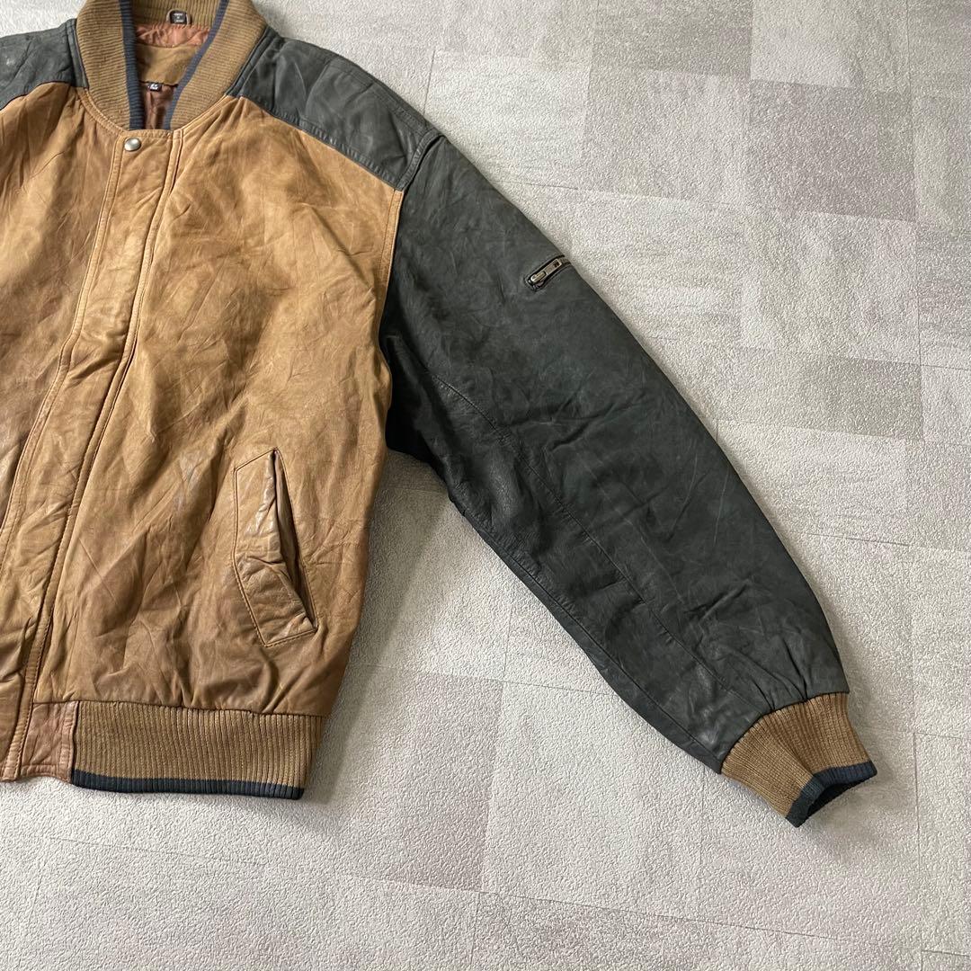 ジャケット・アウター Leather bomber jacket black brown 2X