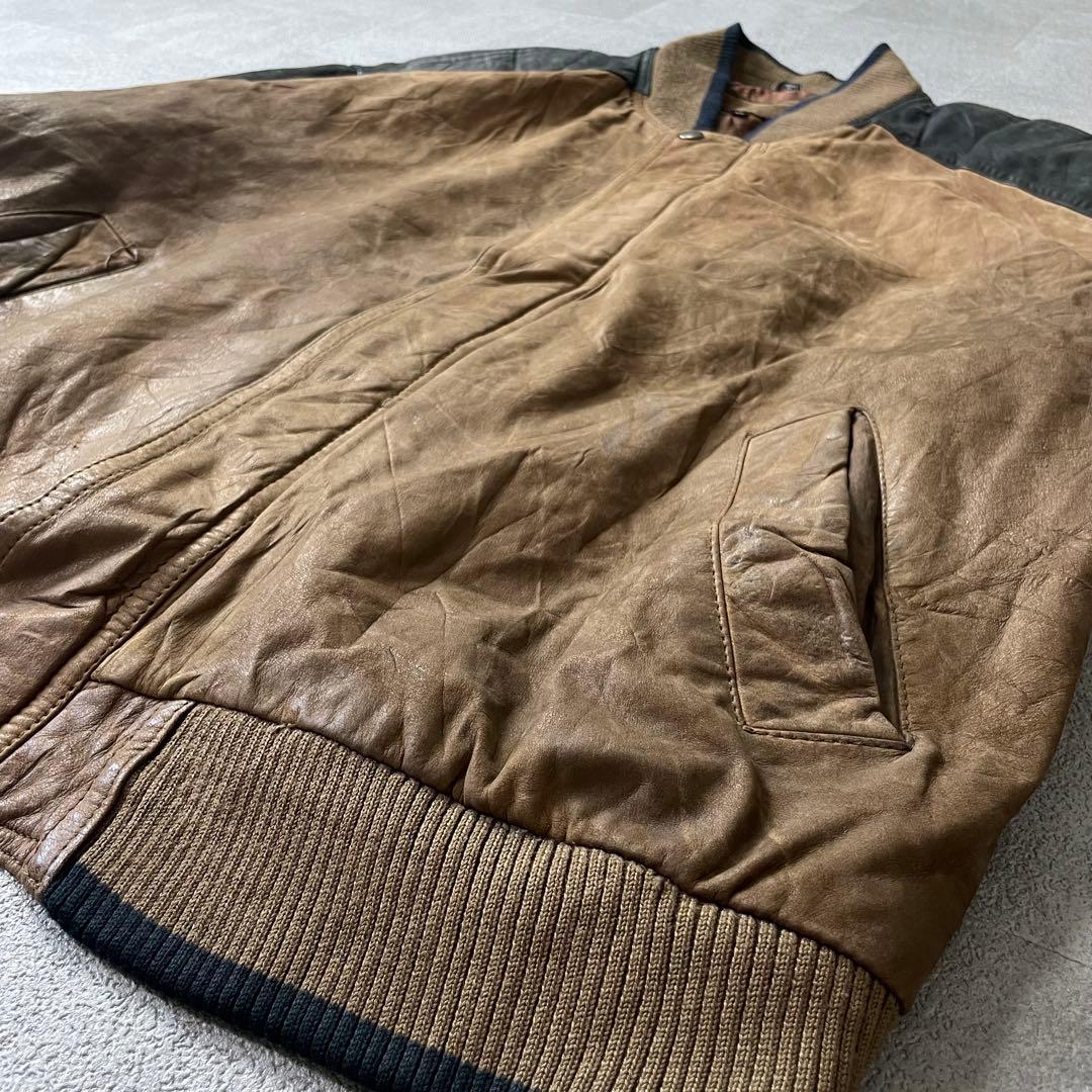 ジャケット・アウター Leather bomber jacket black brown 2X