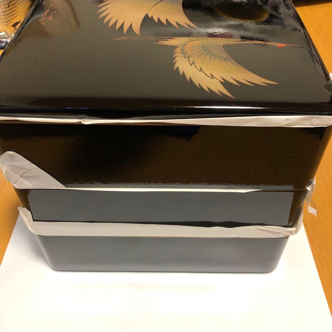 漆器 重箱 3段 鶴のデザイン