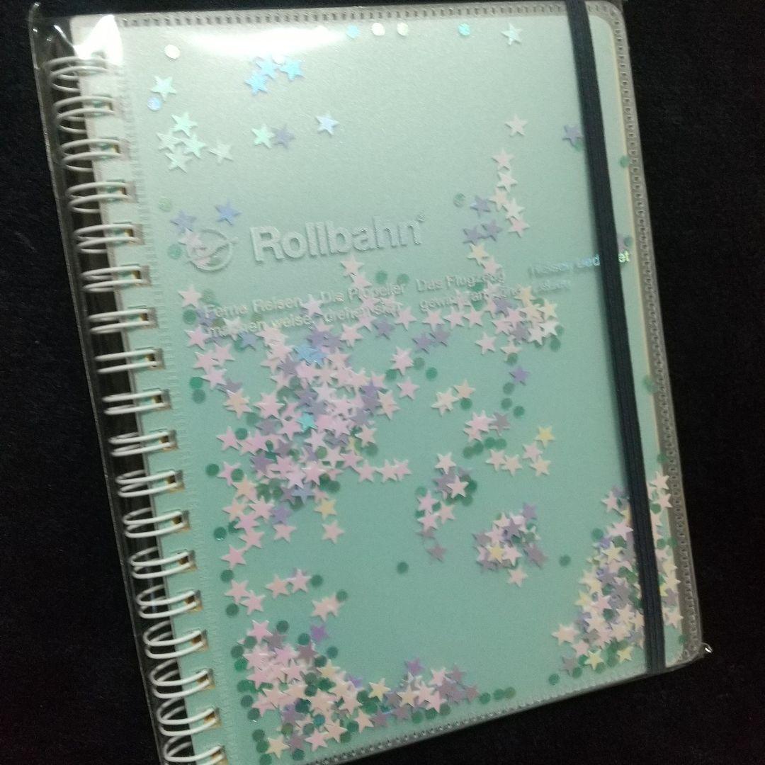 ロルバーン ポケット付きメモ グリッターL ミント ライトブルー クリーム