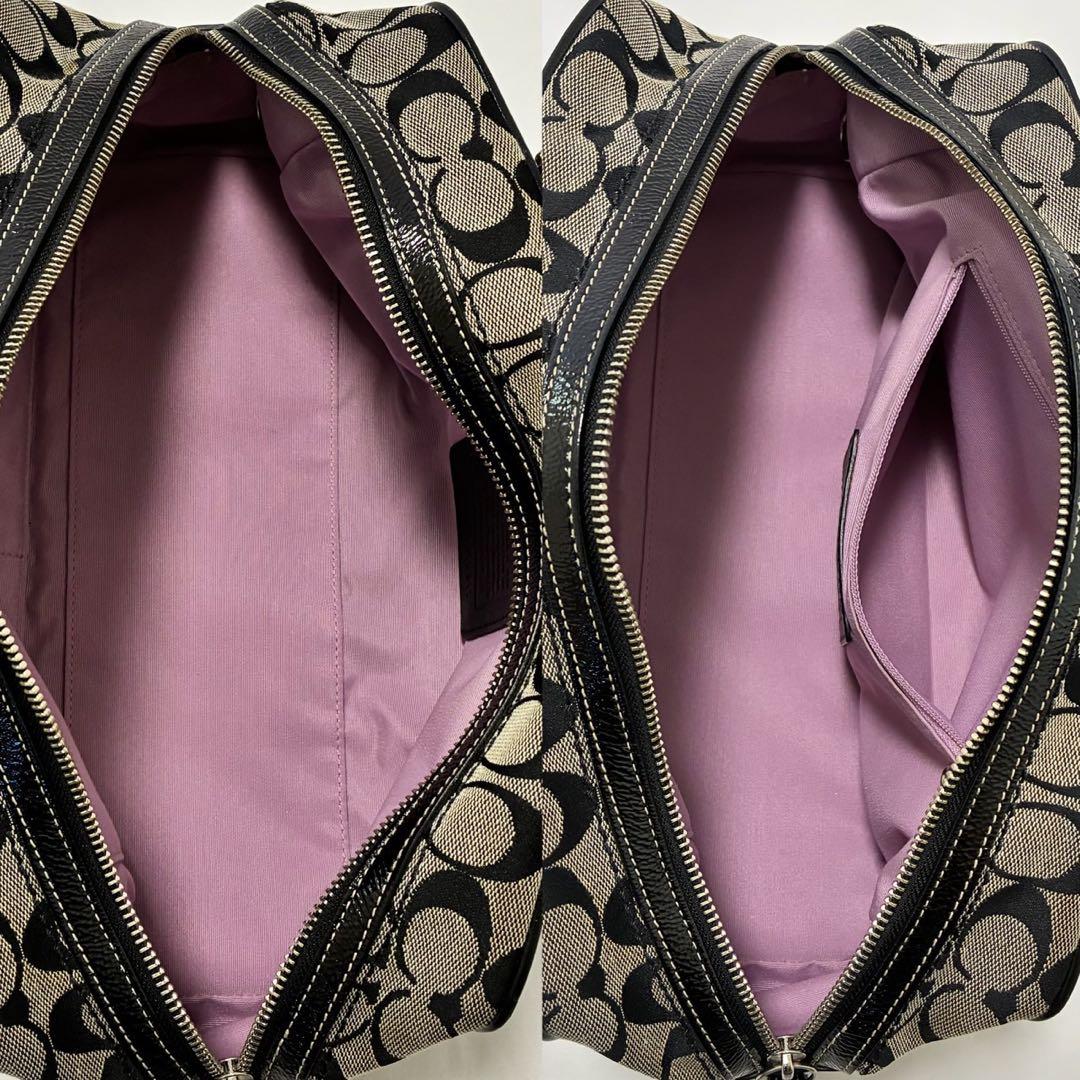 【美品】コーチ F12317 シグネチャー ハンドバッグ レザー キャンバス