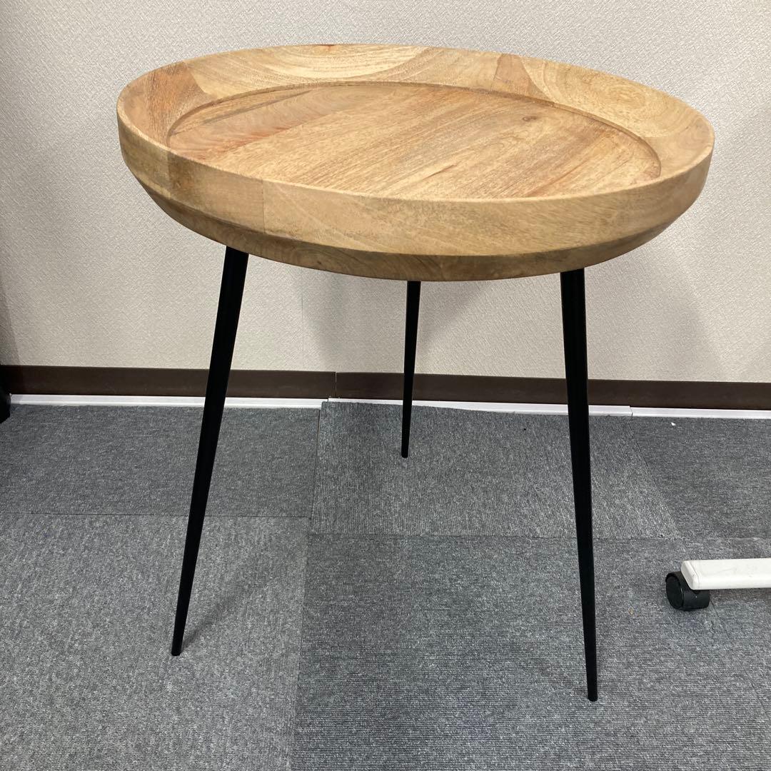 A-983　木製丸型テーブル 黒脚 約50cm