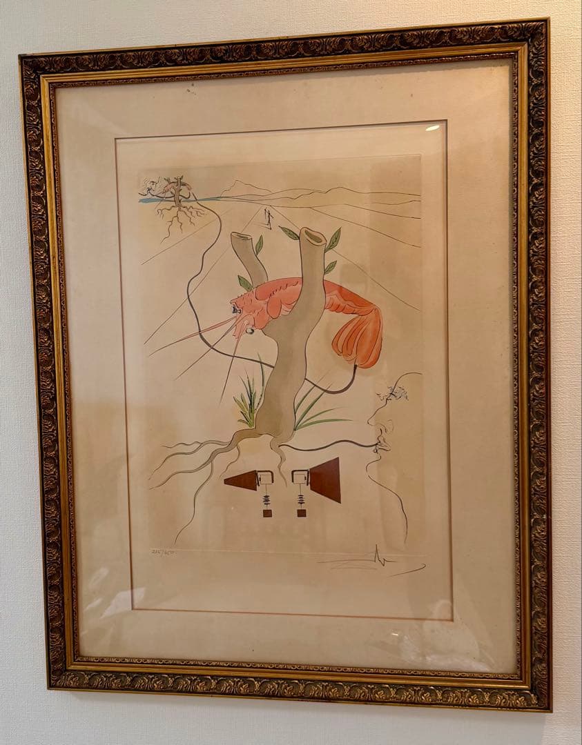サルバドール・ダリ「電話」版画 サイン入り 額装 #176