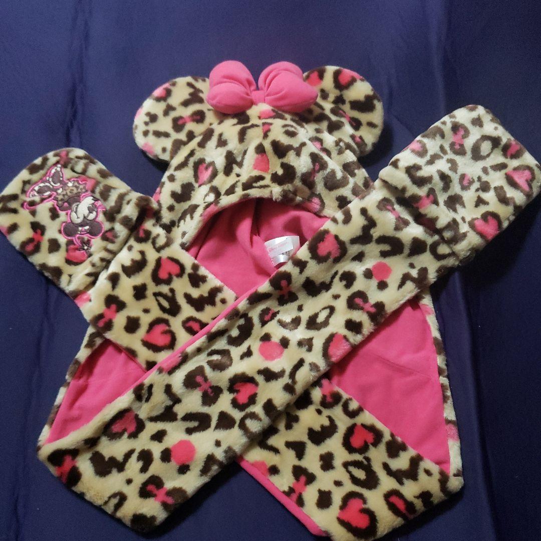 ミニーマウス ヒョウ柄　マフラーキャップ　レッグウォーマー