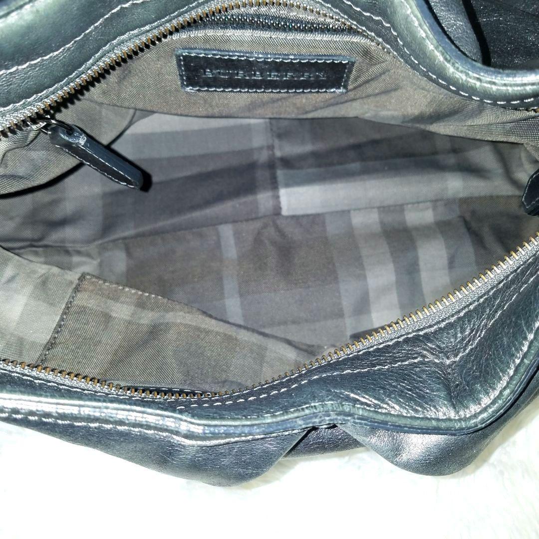 【美品】BURBERRY ワンショルダーバッグ レザー メタリックグレー 肩掛け