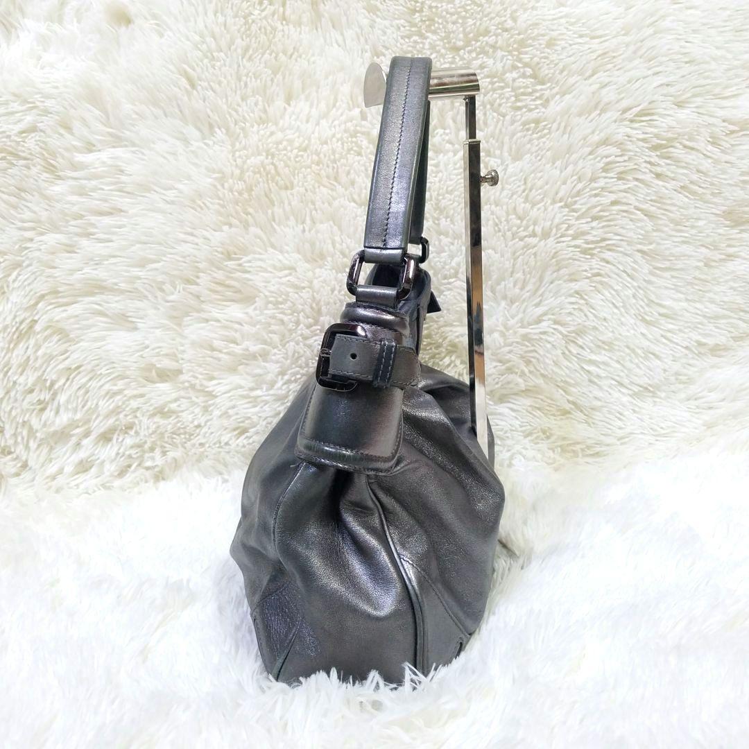 【美品】BURBERRY ワンショルダーバッグ レザー メタリックグレー 肩掛け