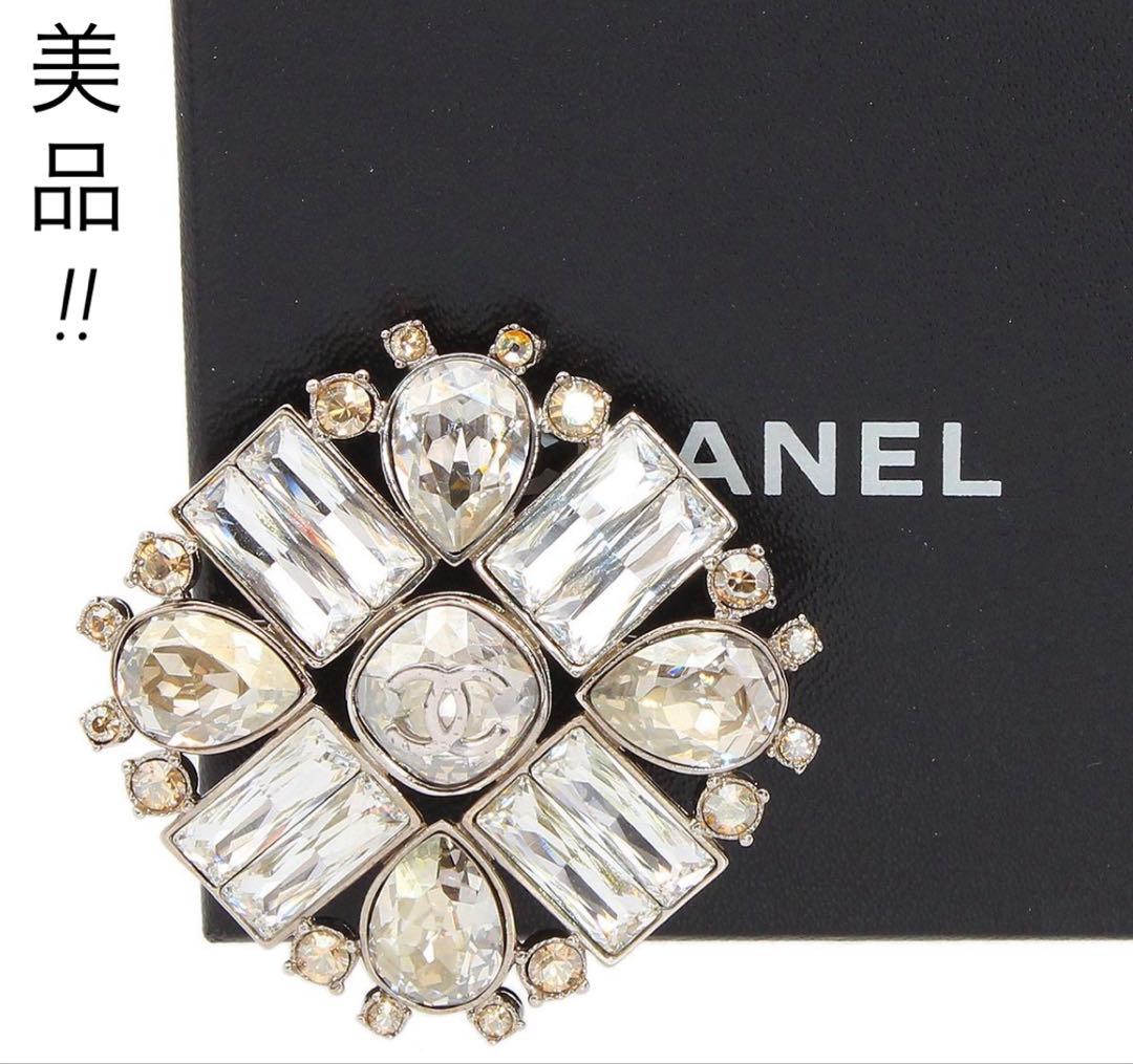 E2855 美品!! シャネル ココマーク ラインストーン ブローチ