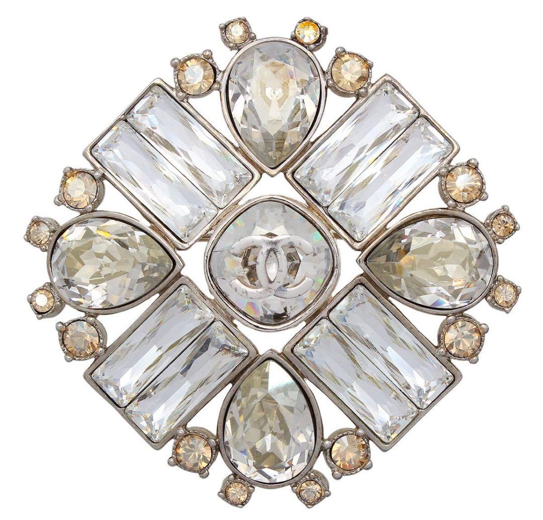 E2855 美品!! シャネル ココマーク ラインストーン ブローチ