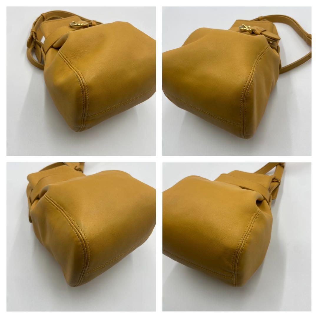 極美品　オールドコーチ　ショルダーバッグ　ベルテッド　レザー　イエロー