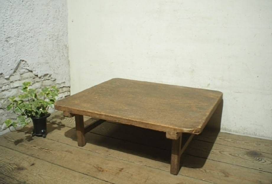 1061 アンティーク　無骨なちゃぶ台　ローテーブル　一枚板　古道具　レトロ