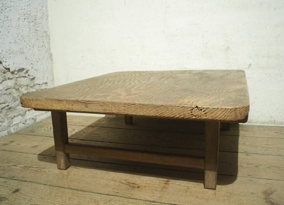 1061 アンティーク　無骨なちゃぶ台　ローテーブル　一枚板　古道具　レトロ