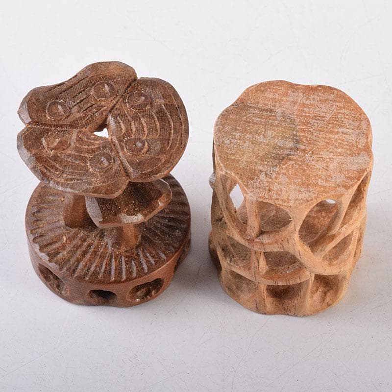 知似久仏手柑彫　香枕　木彫　蓋置　共箱　三点まとめて　V　R8625