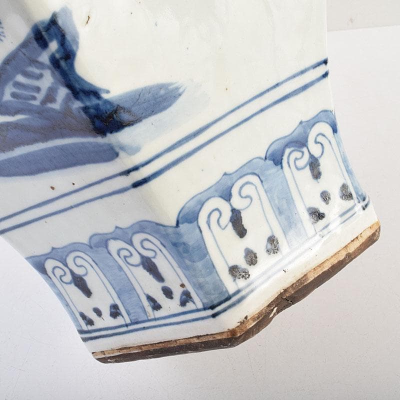 中国　大清乾隆年製　青花花文　六角大瓶　花瓶　壺　D　8941A