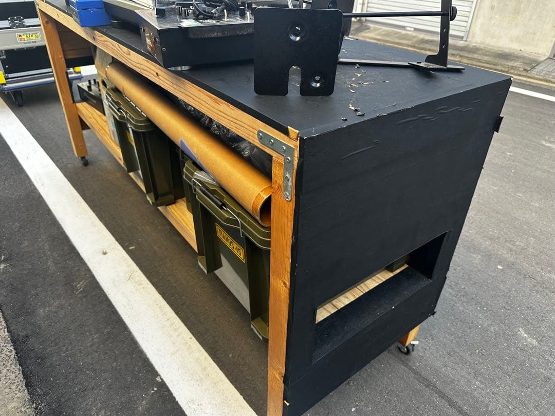 DJテーブル 収納スペース付き 黒