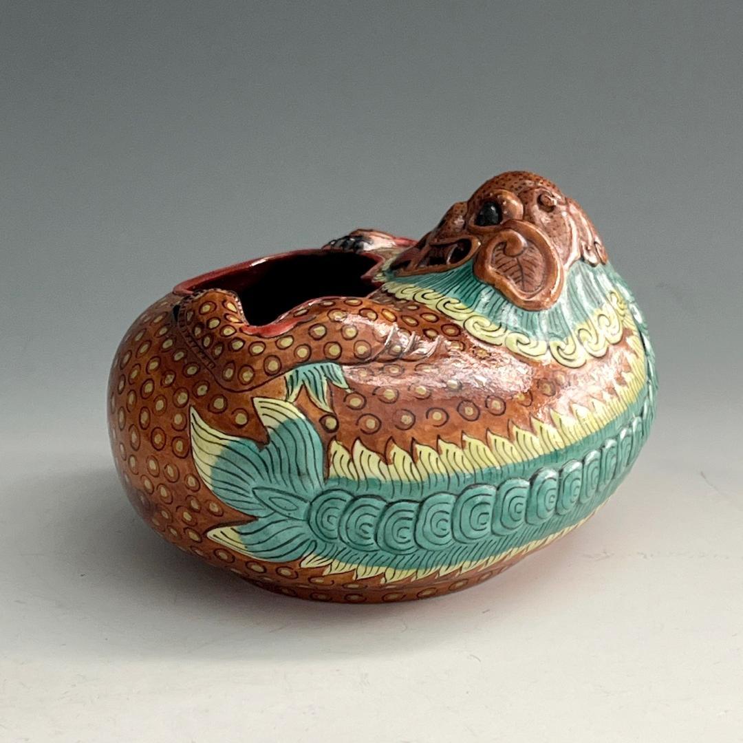 唐物 粉彩獅子形水洗 大清乾隆年製 款 中国美術 古玩 SN813