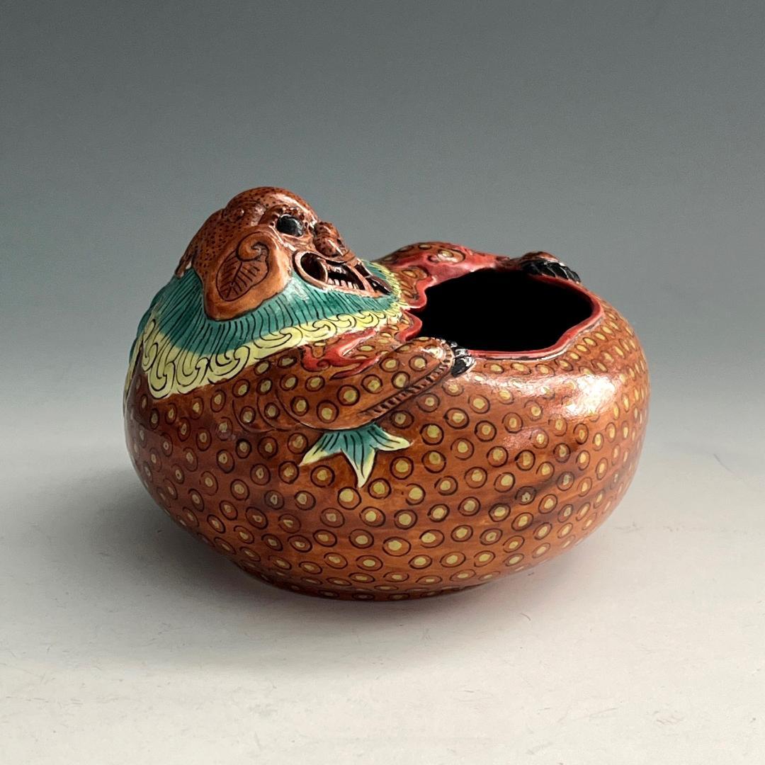 唐物 粉彩獅子形水洗 大清乾隆年製 款 中国美術 古玩 SN813