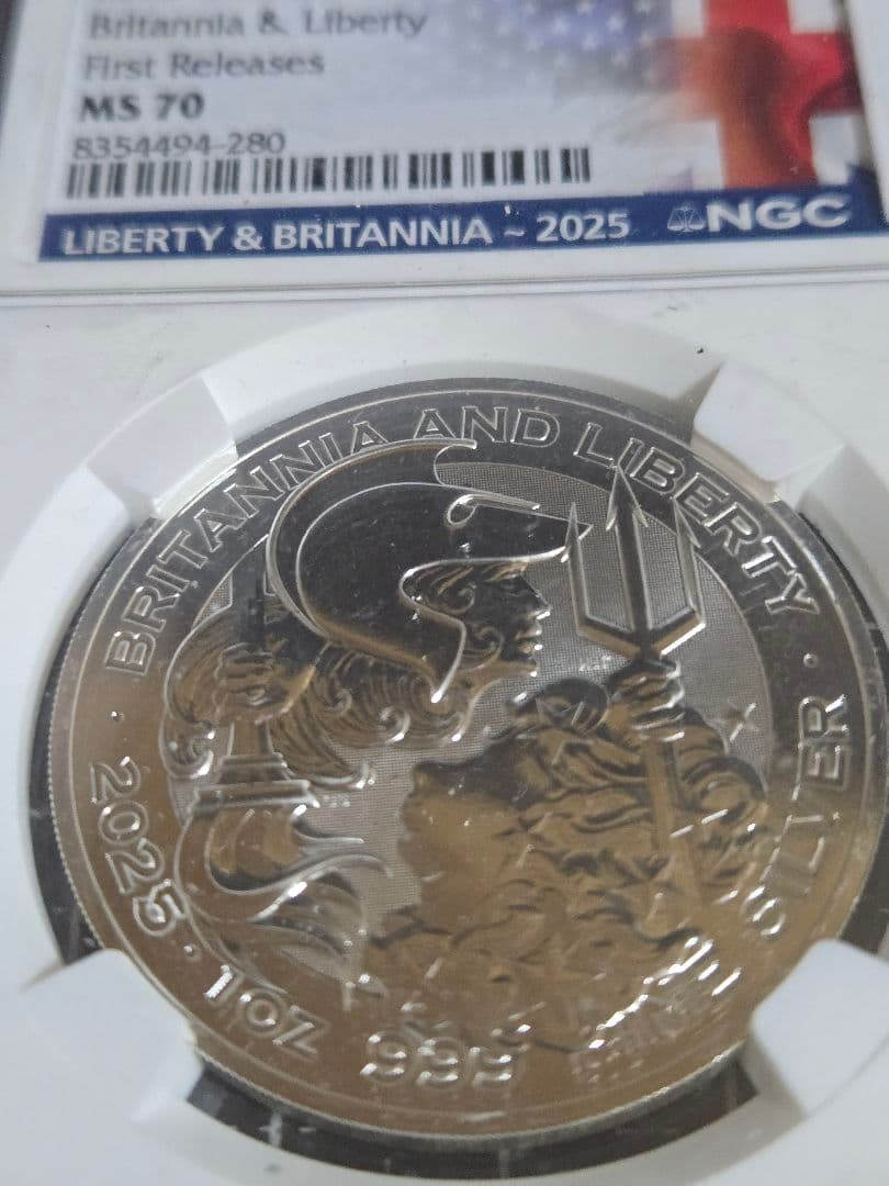 2025年 イギリス ブリタニア銀貨 MS70 モダン