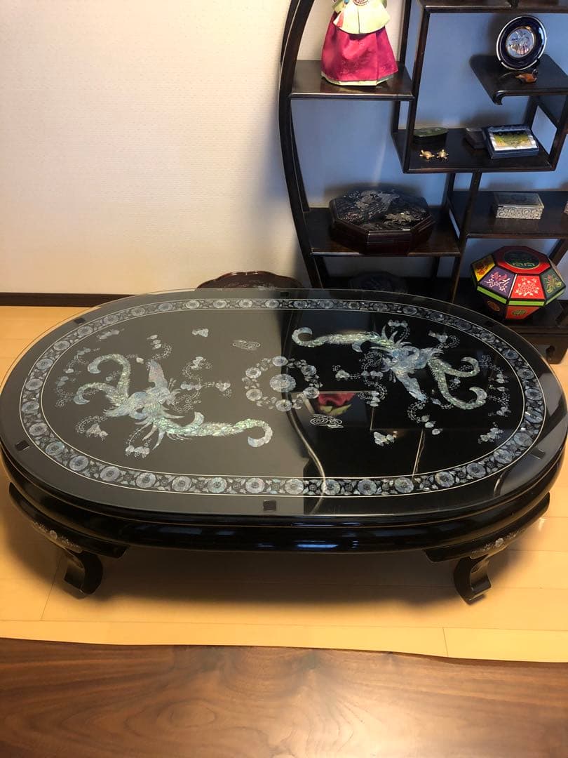 韓国伝統工芸 螺鈿細工 貝殻細工 鳳凰 座卓 センターテーブル