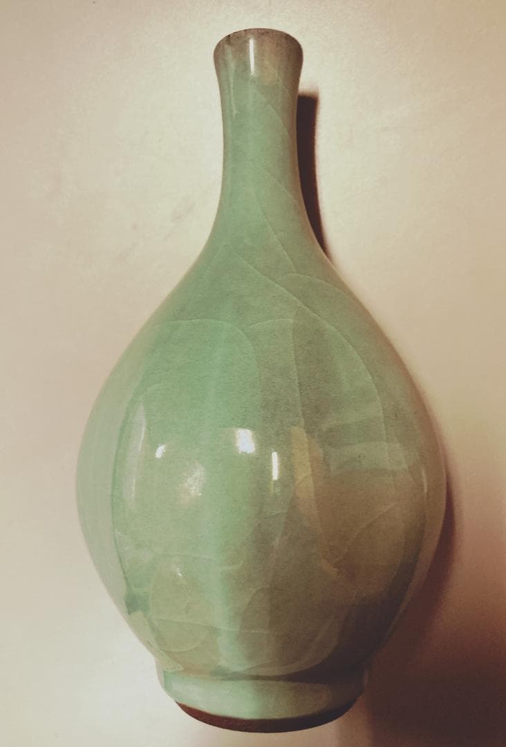 梶原茂正 有田焼 青磁 貫入 花入