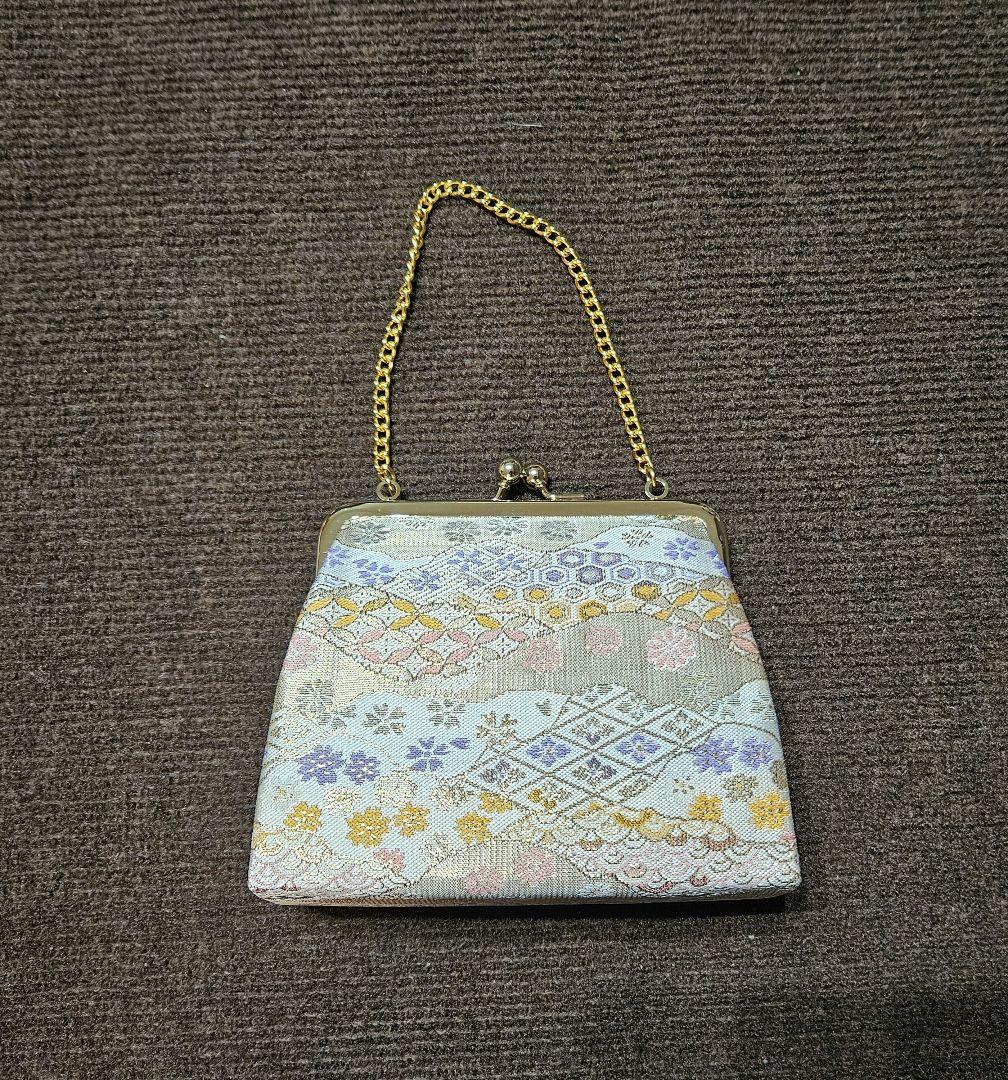 美品 七五三 結び·はこせこセット 7歳 結び帯 作り帯 白/曇取り　七歳用