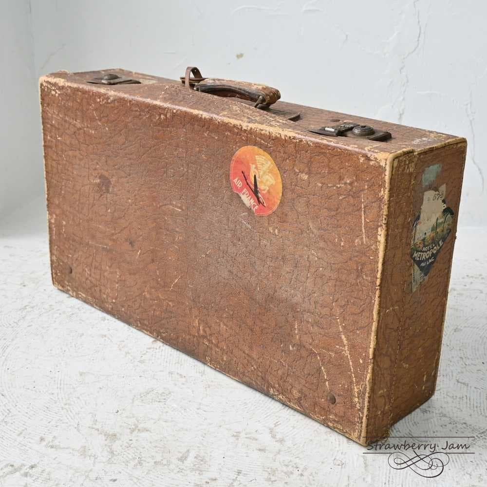 L3612-99-9 英国アンティーク トランク レザー 収納 かばん イギリス