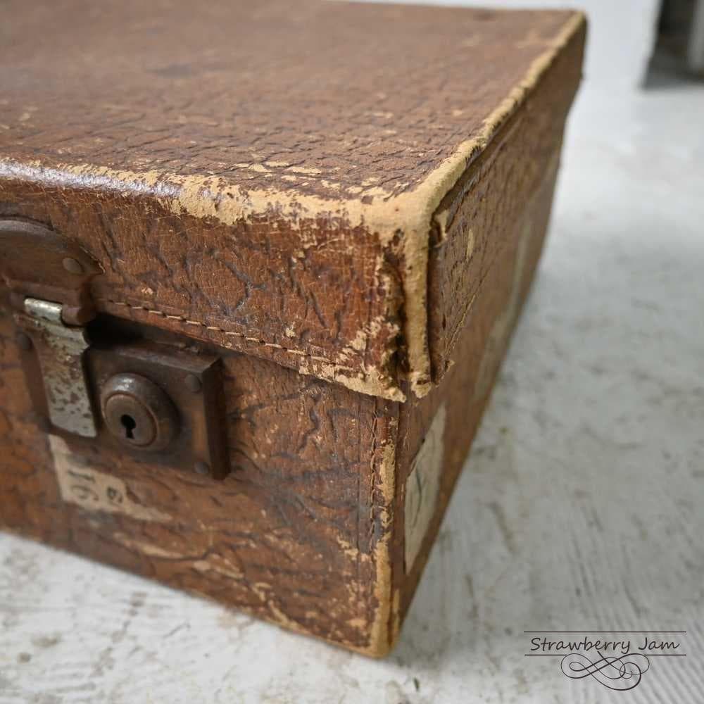 L3612-99-9 英国アンティーク トランク レザー 収納 かばん イギリス