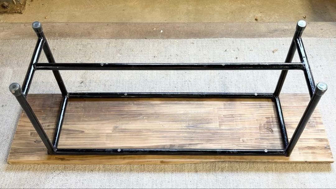 杉の古材×アイアン脚ベンチ｜無塗装・リメイク家具 古道具 リビングに　1点もの