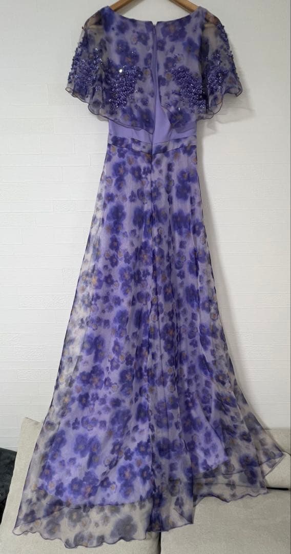 エリザベッタフランキ　フリル付きビーズ装飾 ロングドレス