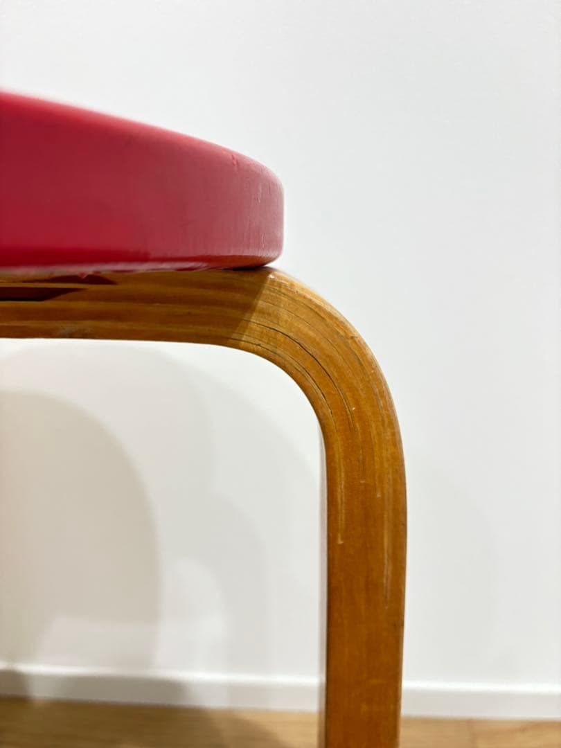 Artek aalto stool 60 50s ビニールレザー レッド