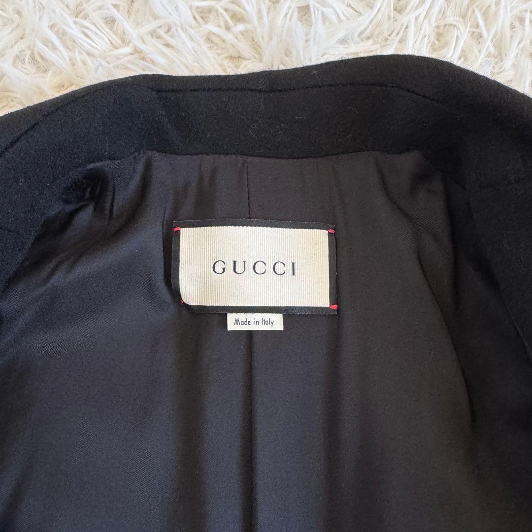 新品タグ付　グッチ　チェスターコート　ブラック　Lサイズ　ロゴボタン