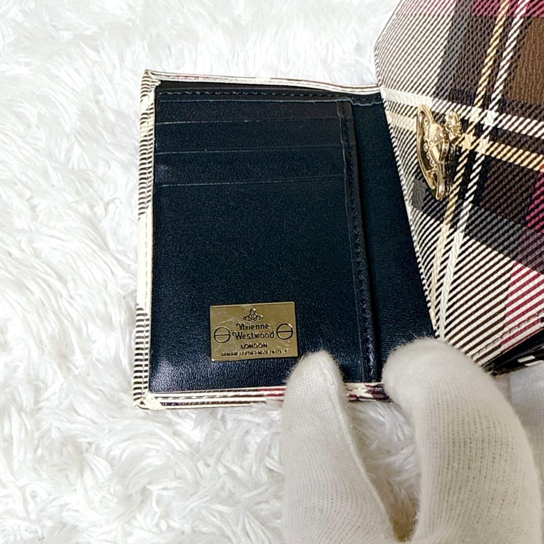 ヴィヴィアンウエストウッド 三つ折り財布 がま口 オーブ タータンチェック
