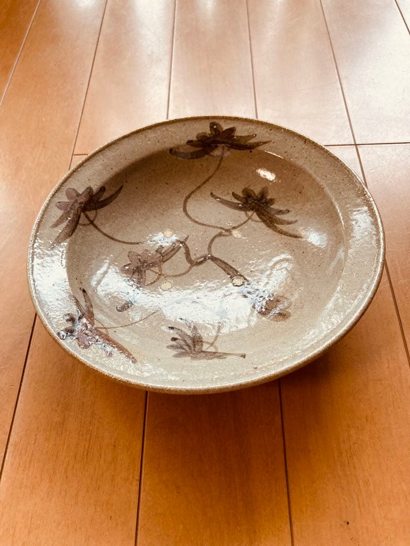 絵唐津額皿　スタンド付き　新品