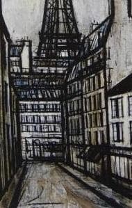 ベルナール・ビュッフェ「La tour Eiffel」希少画集の額装画、人気作品