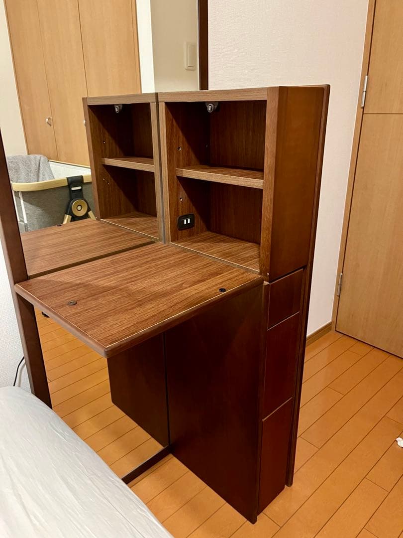 引き出し付きスリムドレッサー　全身鏡