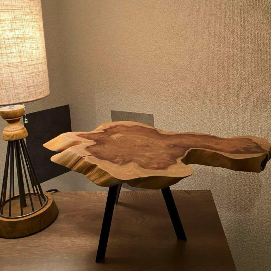 【今日のみ特価】　切り株　木目天板　鉄脚テーブル　サイドテーブル　スツール