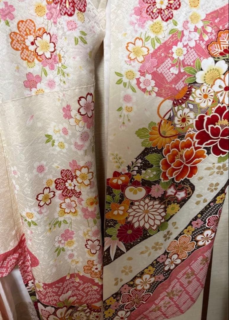 白 橘 花々 振袖 身丈152